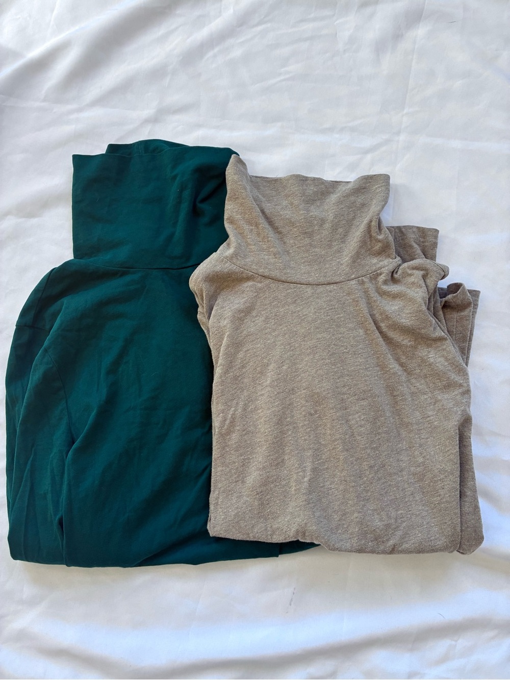 Two J. Crew Turtlenecks- Green & Taupe